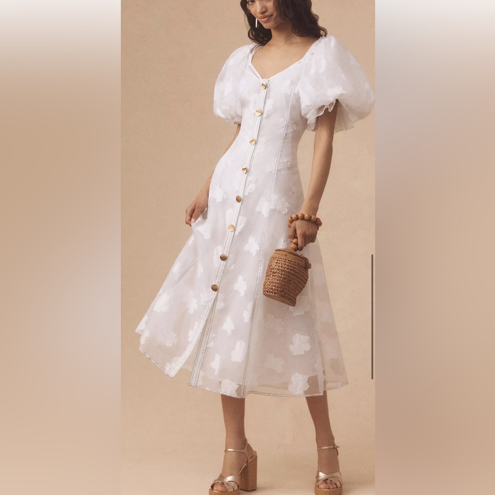 Anthropologie White Midi Dress